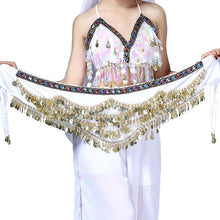 Load image into Gallery viewer, 1PC New Style Belly Dance Belt Newest Multi-color Glass Silk Velvet Dancing Belt Scarf Crystal BellyDance Waist Chain Hip Scarf
