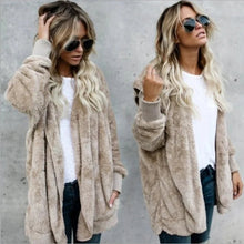 Load image into Gallery viewer, Double Fleece Plush Hooded Cardigan Jacket Women
