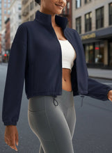 Load image into Gallery viewer, Winter Fleece Cropped Jacket with Stand Collar
