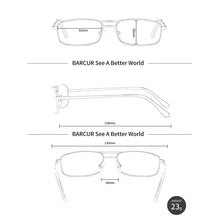 Load image into Gallery viewer, BARCUR Fashion Business Presbyopia Eyeglasses for Men and Women Ultra-Light Double Bar Alloy Rectangular Small Frame Transparent HD Reading Glasses
