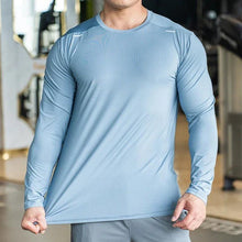 Load image into Gallery viewer, Men's Sports Fitness Long Sleeve Outdoor Badminton Quick Dry Training Shirt Casual Thin Running Top Bodybuilding Sportswear
