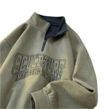Load image into Gallery viewer, Vintage Vibes  Suede Half Zip Sweatshirt

