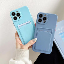 Load image into Gallery viewer, White Luxury Card Holder Phone Case for iPhone 13 12 Pro Wallet Soft Back Cover Shockproof  Cute Protective Case for iPhone Cute Case With Card Holder
