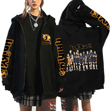 Load image into Gallery viewer, 🏐 Haikyuu!! Karasuno High School Zip-Up Hoodie – Unisex Anime Streetwear

