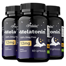 Load image into Gallery viewer, Melatonin 12mg - Relieves Anxiety and Stress, Helps with Deep Sleep, Helps Reduce Insomnia and Trouble Falling Asleep, Non-GMO
