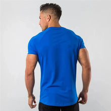 Load image into Gallery viewer, T Shirt Men Casual Short Sleeve Muscle Joggers Bodybuilding Tshirt Male Gym Fitness Tops Tee Streetwear Slim Fit Summer T-shirt
