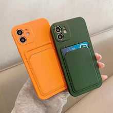 Load image into Gallery viewer, Soft Silicone Phone Case For iPhone 14 13 Pro Max 13 Mini 14Pro Wallet Card Holder Cover Silicone Case for Women Girls Anti-Scratch Soft Lining Protective Case
