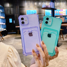 Load image into Gallery viewer, Simple Clear Silicone Wallet Case for iPhone 14 13 12 11 Pro XS Max X XR Shockproof Lens Protection Card Cover Shockproof Soft Bumper Clear Case Classic Stylish Case
