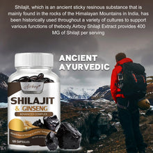 Load image into Gallery viewer, Shilajit &amp; Ginseng Supplement - Provides Energy and Endurance, Enhances Brain &amp; Memory, Immune Support - 120 Capsules
