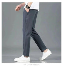 Load image into Gallery viewer, Ice Silk Men's Pants 2025 Summer New Black Gray Thin Business Casual Pants Outdoor Elastic Breathable Straight Leg Sweatpants
