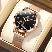 Load image into Gallery viewer, OLEVS Luxury Fashion Ladies' Watches Rose Gold Top Brand Original Quartz Watch for Women Stainless Steel Mesh Strap Love Dial
