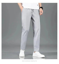 Load image into Gallery viewer, Ice Silk Men's Pants 2025 Summer New Black Gray Thin Business Casual Pants Outdoor Elastic Breathable Straight Leg Sweatpants
