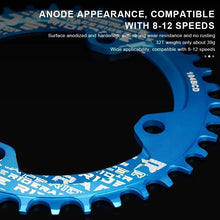 Load image into Gallery viewer, RIDERACE Bicycle Crank Chainring 104BCD Round Shape Narrow Wide 32T/34T/36T/38T Mountain Bike Crankset Chainwheel Single Plate
