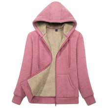 Load image into Gallery viewer, Sherpa-Lined Fleece Zip-Up Hoodie Jacket Women
