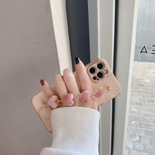 Load image into Gallery viewer, Luxury Women Silicone Phone Case Cover With Wrist Chain Bracelet for iPhone  Wristband Bracelet Hand Holder Cover for iPhone 13 12 11 Pro Max plating Case Heart Chain Cases for iPhone 7 8 Plus XR XS Max X
