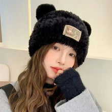 Load image into Gallery viewer, Letter Bear Ears Knitted Woolen Hat – Cute Cat-Ears Beanie for Women
