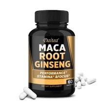 Load image into Gallery viewer, Maca Root with Ginseng 11,400mg - 120 Vegan Capsules for Men &amp; Women
