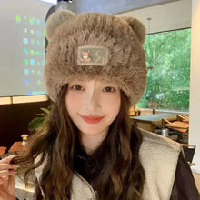 Load image into Gallery viewer, Letter Bear Ears Knitted Woolen Hat – Cute Cat-Ears Beanie for Women
