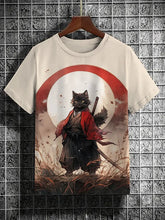 Load image into Gallery viewer, Samurai Cat Graphic T-Shirt – Japanese Style 3D Print Men's Tee
