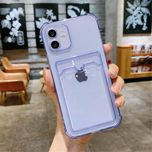 Load image into Gallery viewer, Simple Clear Silicone Wallet Case for iPhone 14 13 12 11 Pro XS Max X XR Shockproof Lens Protection Card Cover Shockproof Soft Bumper Clear Case Classic Stylish Case
