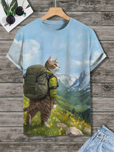 Load image into Gallery viewer, 🐱  3D Travel Cat Print T-Shirt – Playful Summer Streetwear
