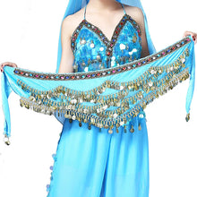 Load image into Gallery viewer, 1PC New Style Belly Dance Belt Newest Multi-color Glass Silk Velvet Dancing Belt Scarf Crystal BellyDance Waist Chain Hip Scarf
