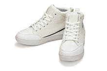 Load image into Gallery viewer, CALTO - S4131 - 2.6 Inches Taller (Off-White/White Sole) - Corduroy Ankle Top Sneak-boot
