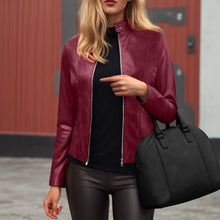 Load image into Gallery viewer, Women’s Slim Fit Faux Leather Moto Jacket
