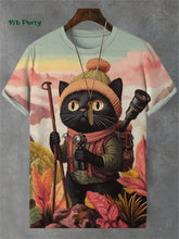 Load image into Gallery viewer, 🐱  3D Travel Cat Print T-Shirt – Playful Summer Streetwear
