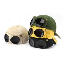 Load image into Gallery viewer, Aviator Baseball Cap – Unisex Summer Hat with Built-In Sunglasses
