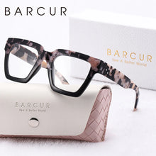 Load image into Gallery viewer, BARCUR Large Fashionable Frame Pink Reading Glasses for Women – Stylish Square Thick Frame Eyewear with Multi-Degree Options for Men &amp; Women – Lightweight Blue Light Blocking Computer Glasses with White Gift Box for Home Office &amp; Study
