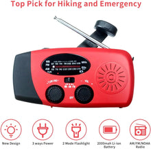 Load image into Gallery viewer, 2000mAh Emergency Crank Weather Radio with LED Flashlight, Alertsync Portable AM/FM/NOAA Solar Radio with Phone Charger, SOS Ala
