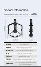 Load image into Gallery viewer, WEST BIKING Bicycle Pedals Sealed DU Bearing Nonslip Pedal Mountain Road Bike Cycling Alloy MTB Pedal Bicycle Accessories
