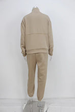 Load image into Gallery viewer, Women's Full-Zip Cropped Sweatshirt &amp; Wide-Leg Pants Fleece Two-Piece Set
