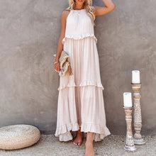 Load image into Gallery viewer, Elegant Apricot Ruffle Maxi Dress
