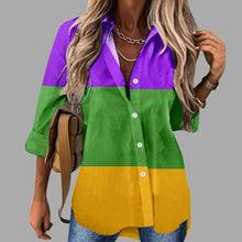 Load image into Gallery viewer, 🎭 Mardi Gras Women's V-Neck Long Sleeve Carnival Print Shirt
