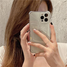 Load image into Gallery viewer, Transparent Card Slot Holder Case for iPhone 13 11 12 14 Pro Max Mini Clear Shockproof Soft Wallet Cover Clear Phone Case with Card Holder Slim Protective Soft Shock Absorbing Case with Card Holder
