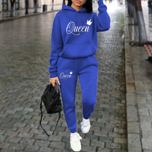 Load image into Gallery viewer, Women’s “Queen” Graphic 2-Piece Hoodie &amp; Pants Tracksuit Set
