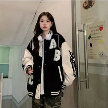Load image into Gallery viewer, Y2K Oversized Lamb-Wool Bomber Jacket Women
