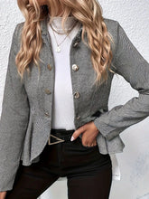 Load image into Gallery viewer, Women’s Plus-Size Solid Color Peplum Jacket – Casual Outerwear
