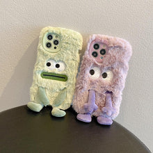 Load image into Gallery viewer, 3D Cute Hairy Fluffy Fur Plush Winter Warm Phone Case For iPhone 14 13 12 11 Pro Max Plus Soft Cartoon Back Cover  Cute Fuzzy Furry Case Fashion Luxury Case
