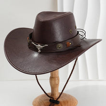 Load image into Gallery viewer, Unisex Vintage Faux Leather Western Cowboy Hat Outdoor Gentleman Cowgirl Jazz Cap Sombrero Hombre
