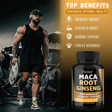 Load image into Gallery viewer, Maca Root with Ginseng 11,400mg - 120 Vegan Capsules for Men &amp; Women

