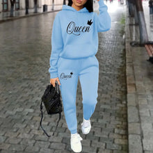 Load image into Gallery viewer, Women’s “Queen” Graphic 2-Piece Hoodie &amp; Pants Tracksuit Set
