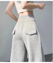 Load image into Gallery viewer, Gray High-Waist Loose Wide-Leg Straight Pants Women
