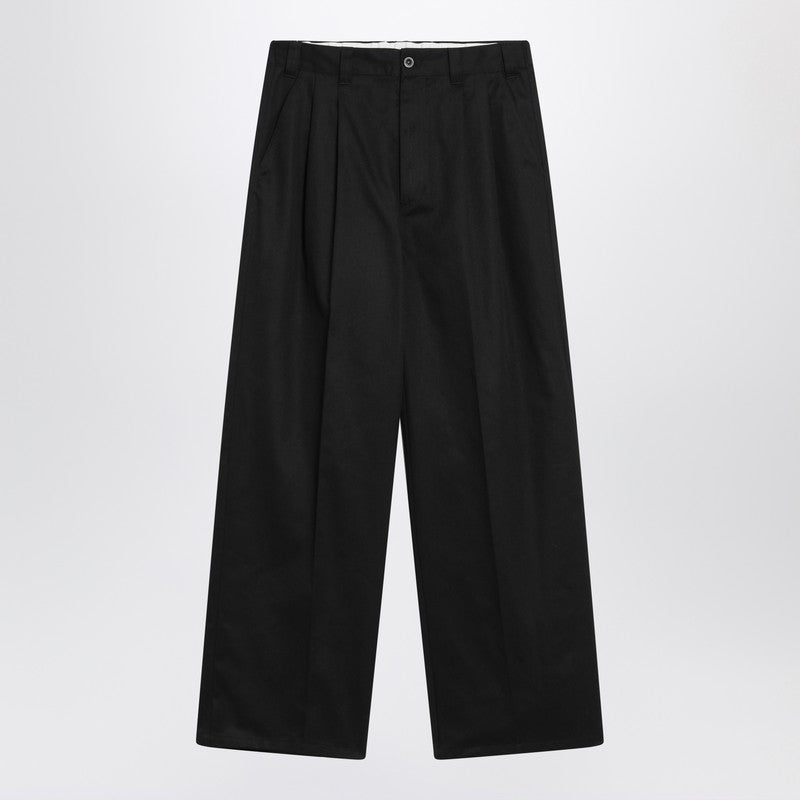 Maison Margiela Wide Black Pants In Cotton Blend Men