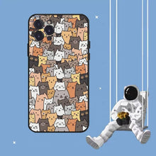 Load image into Gallery viewer, Cat Cute Art Phone Case For Iphone 8 7 6 6s Plus X Se 2020 Xr Xs 14 11 12 13 Mini Pro Max Mobile Case  Transparent Soft Protective Clear Case Compatible For Iphone
