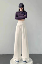 Load image into Gallery viewer, Gray High-Waist Loose Wide-Leg Straight Pants Women
