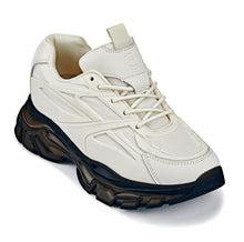 Load image into Gallery viewer, CALTO - S5283 - 2.6 Inches Taller (Beige/Translucent Onyx Sole) - Chunky Sole Sporty Sneakers
