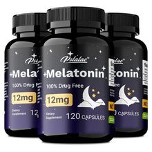Load image into Gallery viewer, Melatonin 12mg - Relieves Anxiety and Stress, Helps with Deep Sleep, Helps Reduce Insomnia and Trouble Falling Asleep, Non-GMO
